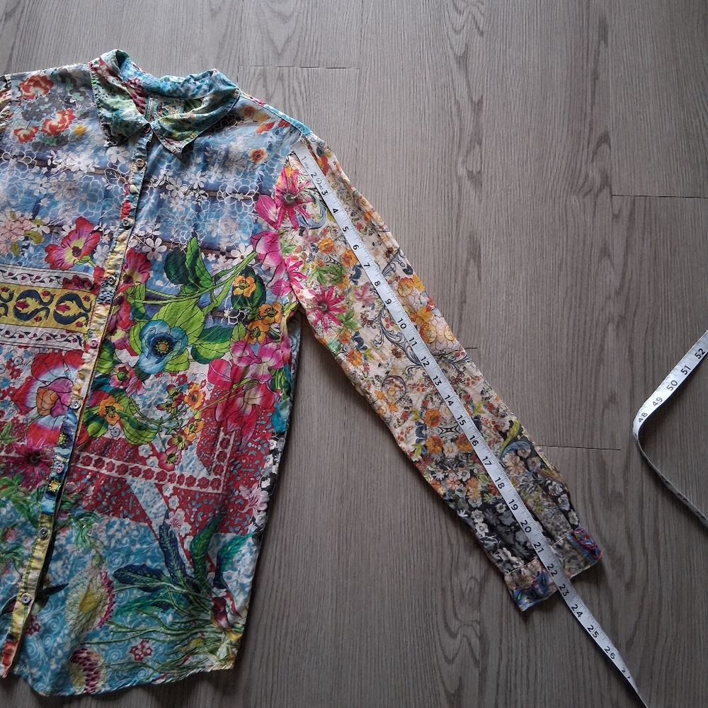 Johnny Was Milla Long Sleeve Floral Patchwork Blouse - Picture 12 of 16